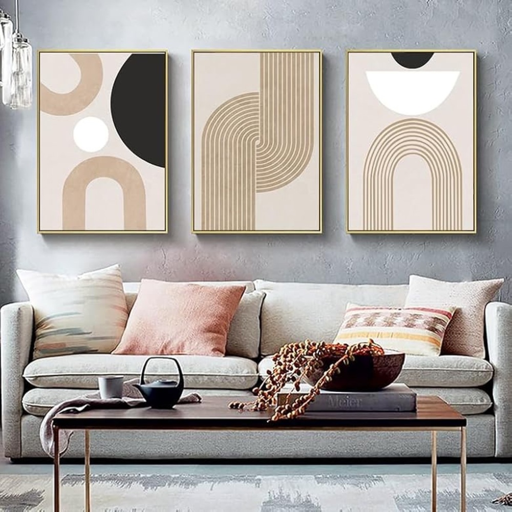 Bundle of 3 Large Minimalist Boho Canvas Prints Wall Decor - Picture 3 of 12